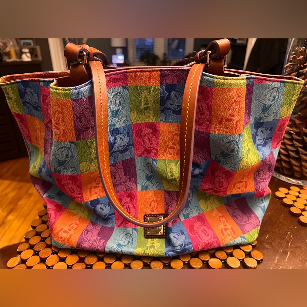 Dooney & Bourke Pop Art Flynn Tote. Multicolor Mickey Patchwork Tote